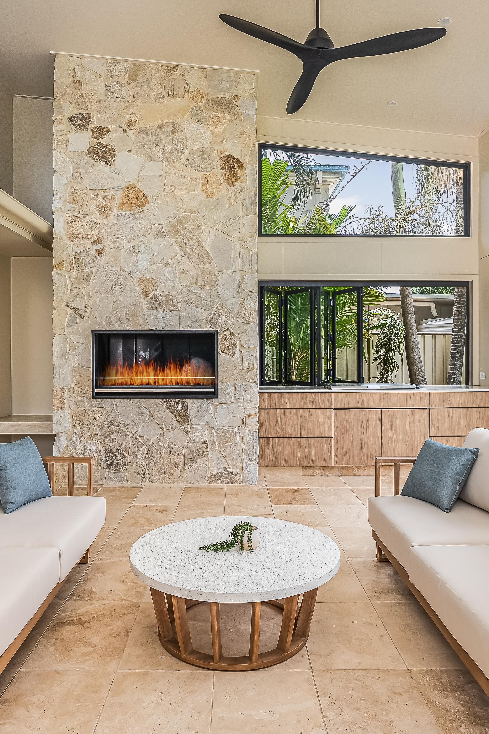 Sweetapple - Outdoor kitchen stack stone chimney, fireplace