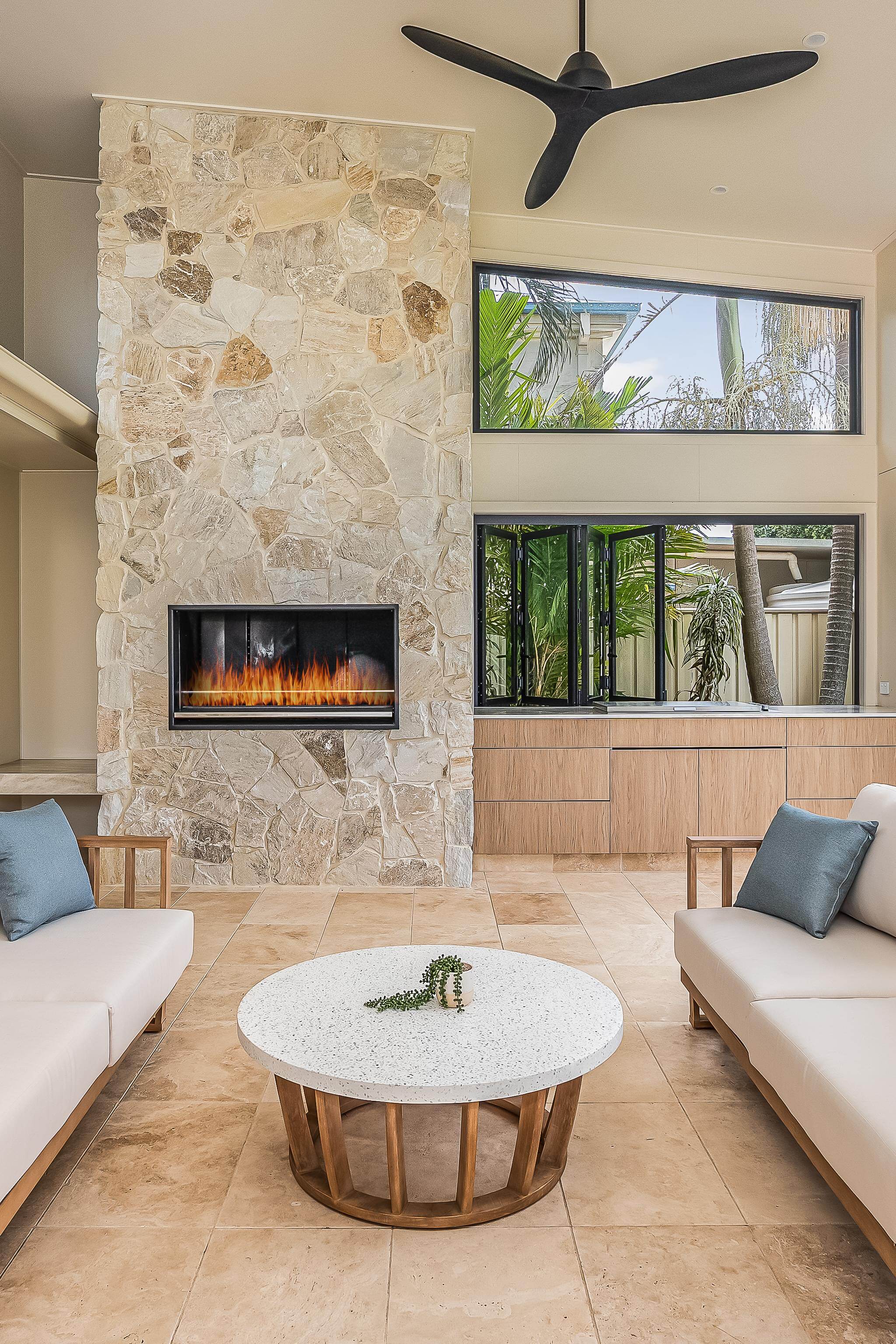 Sweetapple - Outdoor kitchen stack stone chimney, fireplace