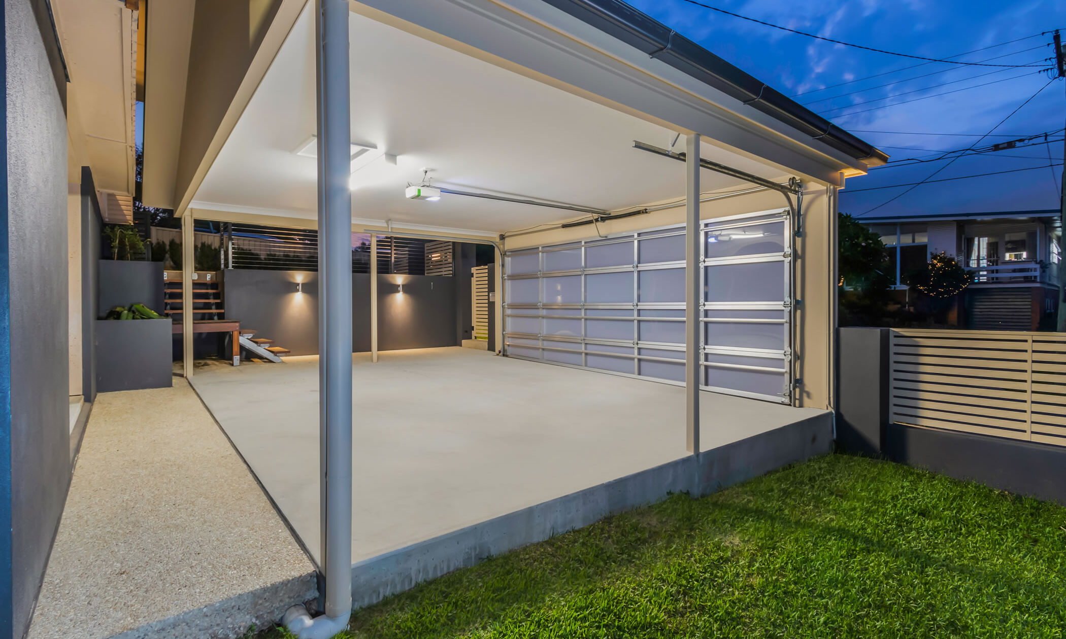 Carport and entry stairs