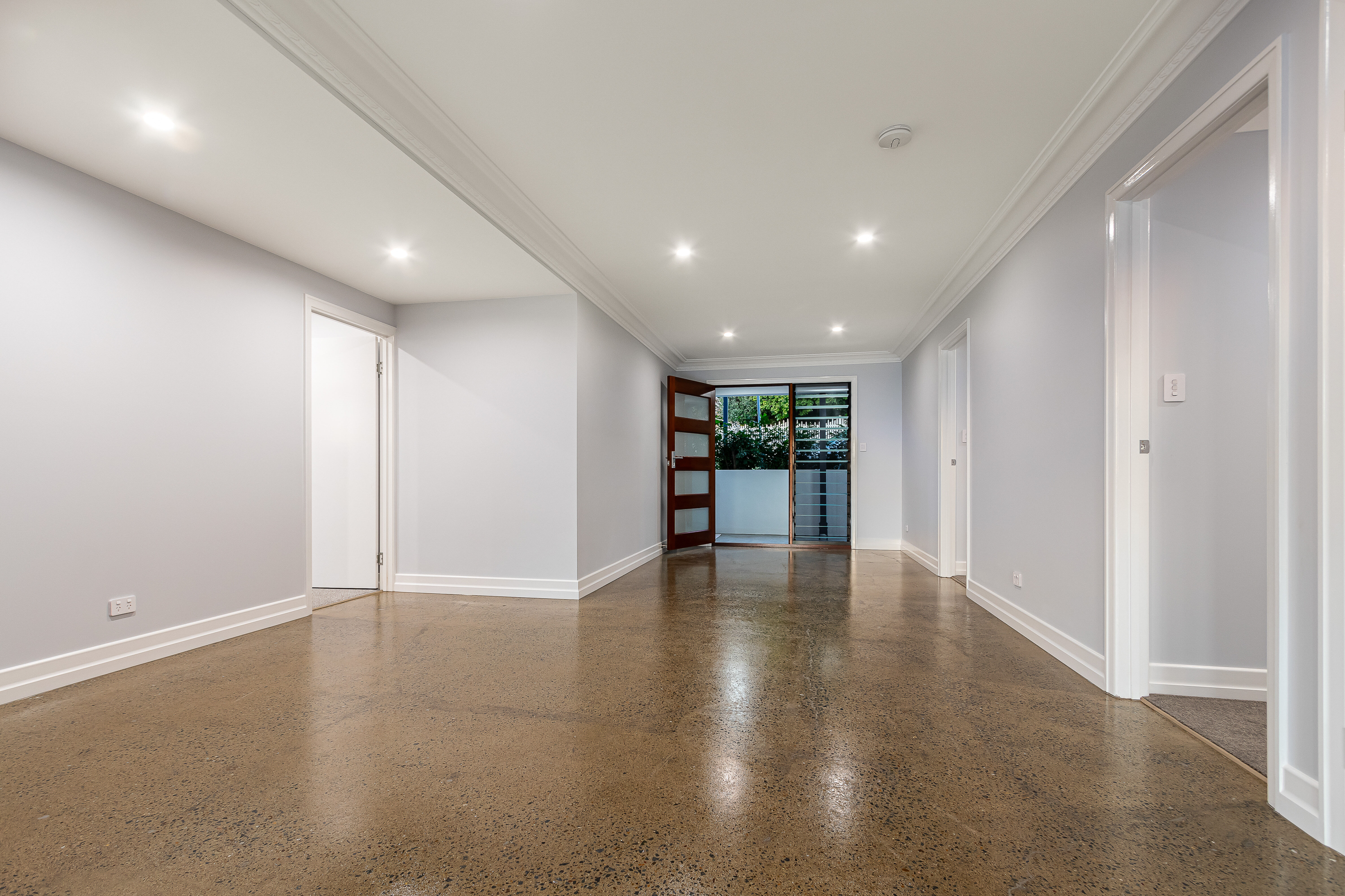 Entry door and Polished Concrete