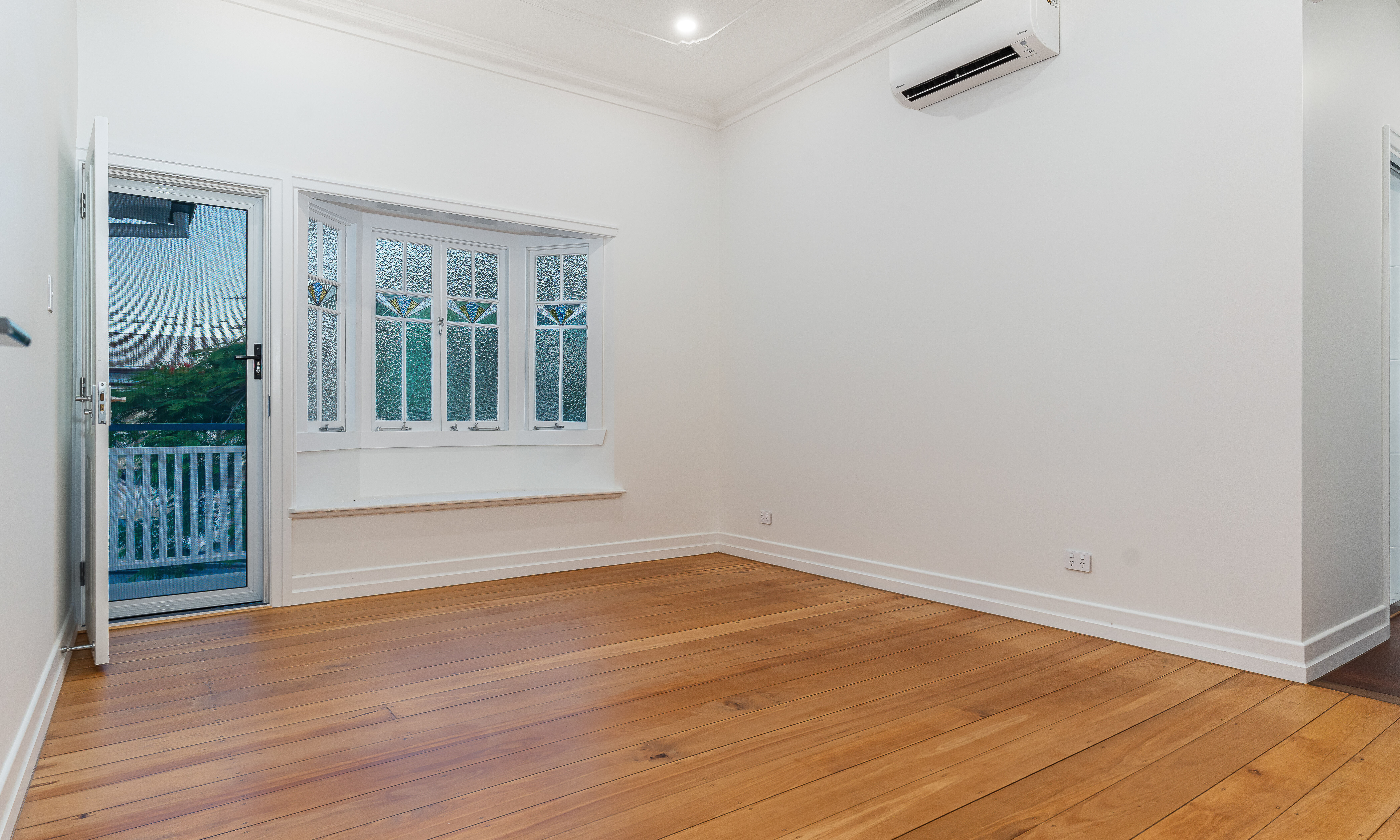 VJ Walls and Pine Flooring in Master bedroom